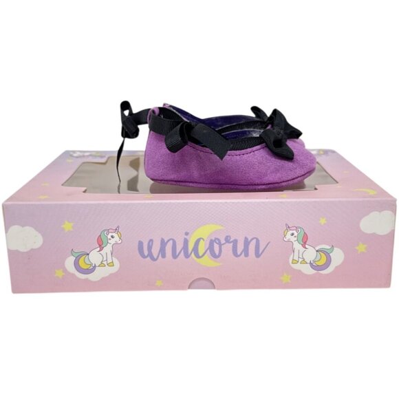 Unicorn Designers Touch by Baby Deer Size 0 Leather Uppers Purple with Black Bo - Picture 1 of 6